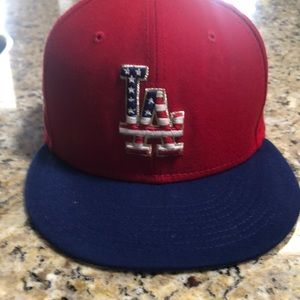 LA Dodgers red, white and blue cap